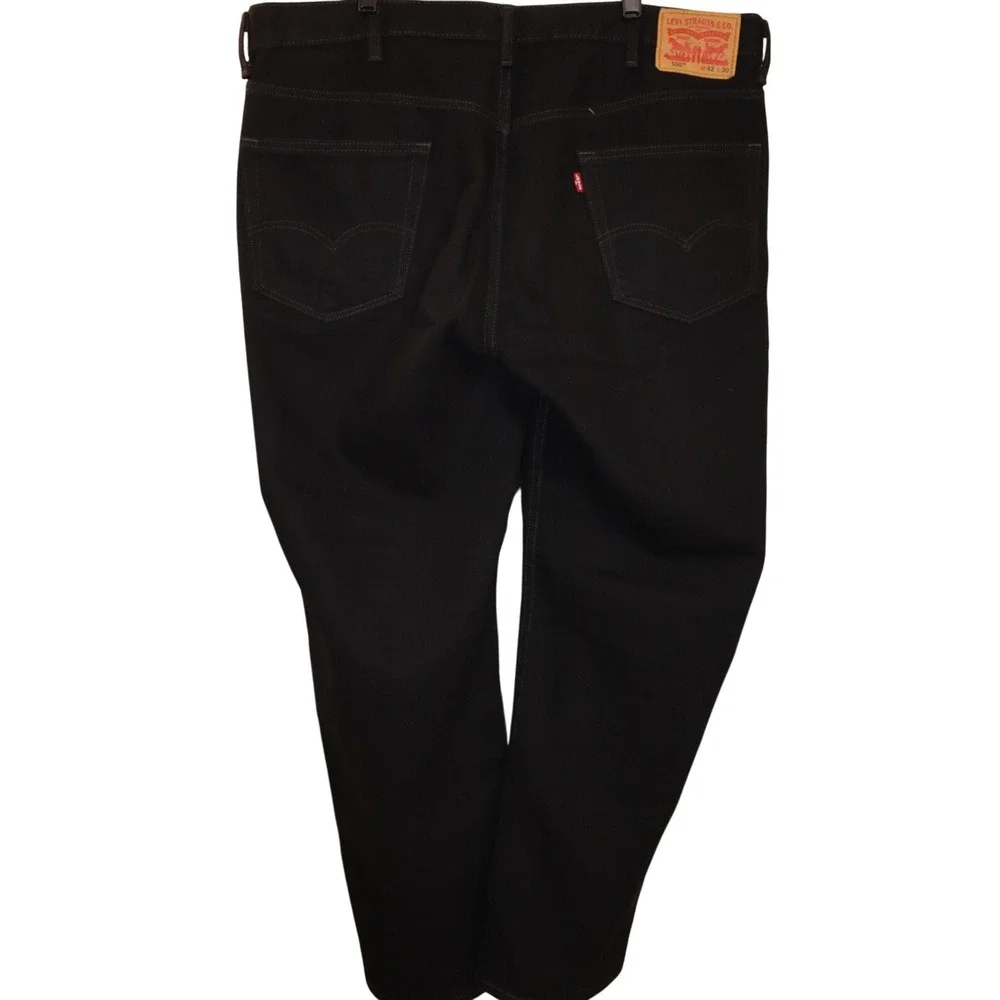 Levi's 550 Jeans Relaxed Straight‎ Fit Black Denim Pants Casual Mens 42x30